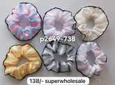 Impression women's Stylish Black Bordered Scrunchies (Pack of 12)